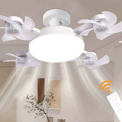 18-Inch High-End Ceiling Fan with Mute Light Simple Short ABS Blades Remote Control and DC Power Source