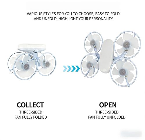 New foldable tri-color dimming ceiling fan light for bedroom LED ceiling light