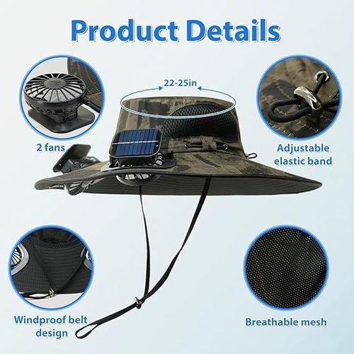 Hot-selling summer solar-powered fan hat, adult large-area sun protection outdoor fan sun hat