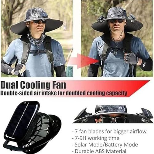 Hot-selling summer solar-powered fan hat, adult large-area sun protection outdoor fan sun hat