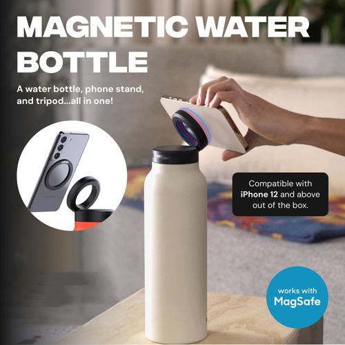 New 304 Stainless Steel Insulated Mug  Features Magnetic Phone Holder, Large Capacity, Portable Sports Water Bottle