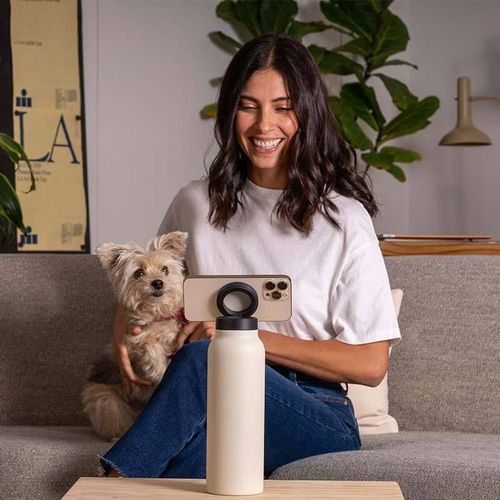 New 304 Stainless Steel Insulated Mug  Features Magnetic Phone Holder, Large Capacity, Portable Sports Water Bottle