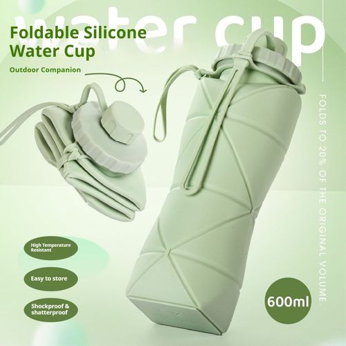 600mlLarge Collapsible Silicone Cup-Portable Travel Water Bottle for Outdoor, Food-Grade with Fresh Colors, Foldable Design