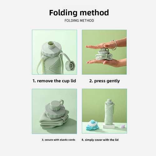 600mlLarge Collapsible Silicone Cup-Portable Travel Water Bottle for Outdoor, Food-Grade with Fresh Colors, Foldable Design