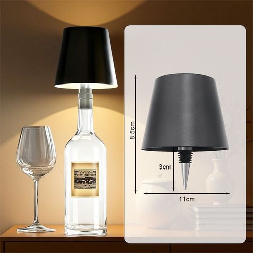 Touch Control Mini Wireless Wine Bottle Lamp LED Cordless Dimmable Eco-Friendly Portable Modern Design Iron Acrylic Home Wine