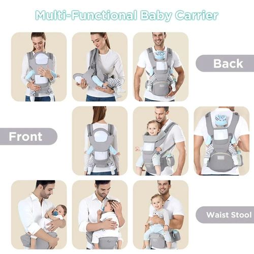 Adjustable 25kg Baby Carrier with Reinforced Back Strap 3-36 Months Support Waist Stool Cotton Material Side Pocket Storage