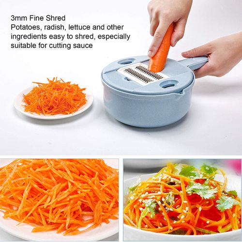 12in1 Household Manual Plastic Kitchen Vegetable Potato Peeler Grater Cutter Slicer Hand Held Stainless Steel Fruit Chopper Set