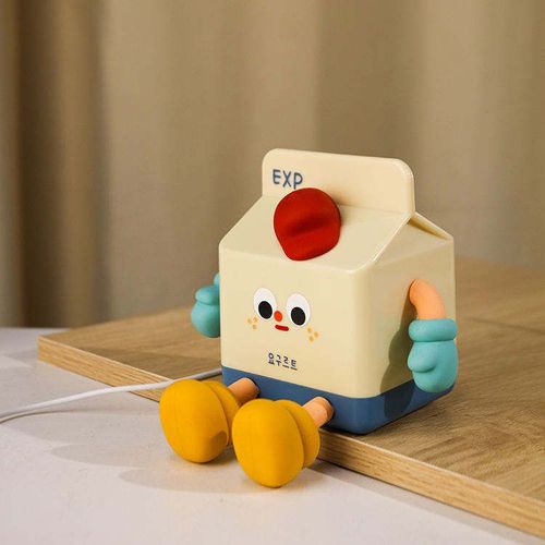 Cartoon Milk Box LED Modern Night Light USB Charging Cute Pat ABS Home 3-speed Dimming Timing Sleeping Lamp