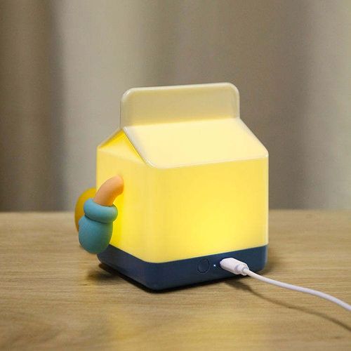 Cartoon Milk Box LED Modern Night Light USB Charging Cute Pat ABS Home 3-speed Dimming Timing Sleeping Lamp