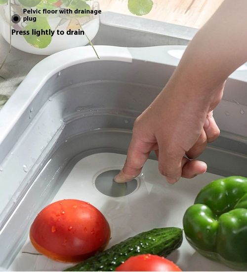 Kitchen Multifanctional Portable 2 in 1 Foldable Folding Collapsible Plastic Chopping Blocks Cutting Board Washing Basket