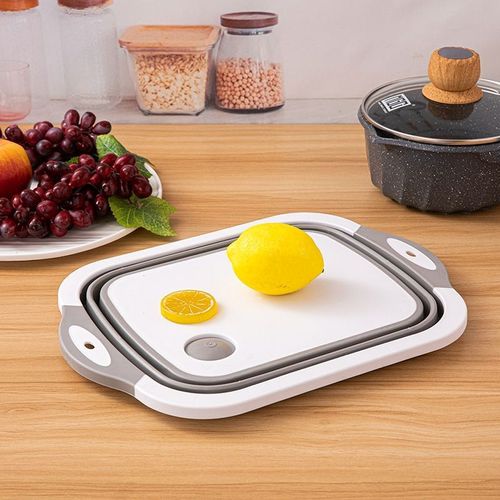 Kitchen Multifanctional Portable 2 in 1 Foldable Folding Collapsible Plastic Chopping Blocks Cutting Board Washing Basket
