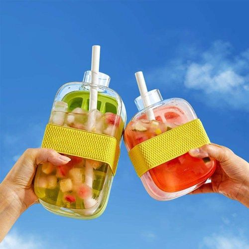 800ml Cool Summer 2 in 1 Ice Cube Bottle Ice Bottles Ice Tray Drink Bottle Icecube Easy Press to Release Vertical