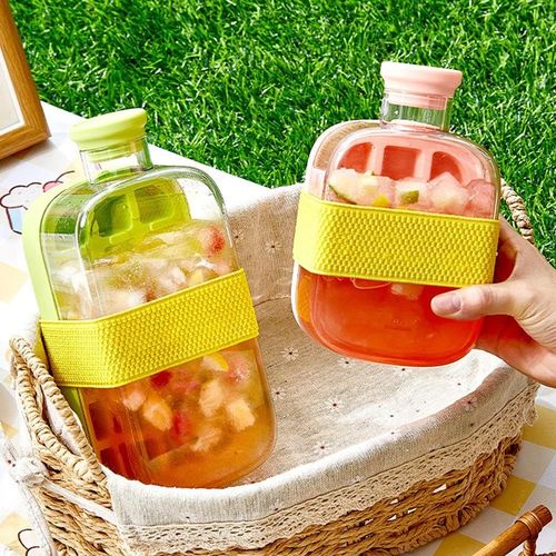 800ml Cool Summer 2 in 1 Ice Cube Bottle Ice Bottles Ice Tray Drink Bottle Icecube Easy Press to Release Vertical