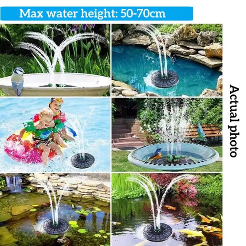 Solar Water Fountain Large Size Waterproof Color LED Lights Built-in Battery Rechargeable Outdoor Pump Bird Bath Pond