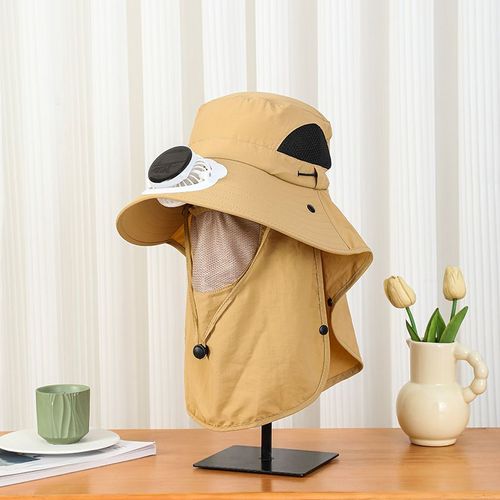Solar-powered fan hat, wide-brimmed sun hat, men's summer outdoor fishing, sun protection, hiking, UV protection sun hat.