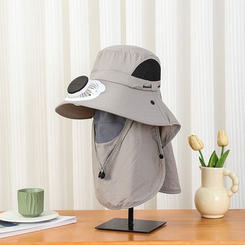 Solar-powered fan hat, wide-brimmed sun hat, men's summer outdoor fishing, sun protection, hiking, UV protection sun hat.