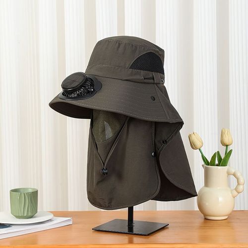Solar-powered fan hat, wide-brimmed sun hat, men's summer outdoor fishing, sun protection, hiking, UV protection sun hat.