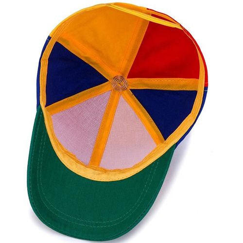 New 6 Panel Multicolor Sports Baseball Cap for Kids Embroidered Fabric Propeller Hat Curved Brim Street Style Rainbow Cap