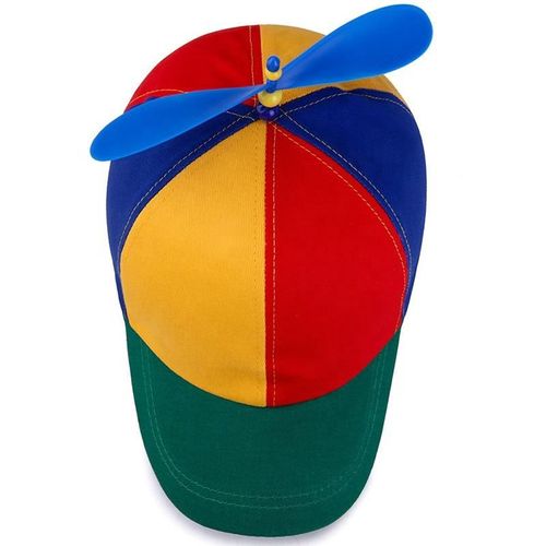New 6 Panel Multicolor Sports Baseball Cap for Kids Embroidered Fabric Propeller Hat Curved Brim Street Style Rainbow Cap