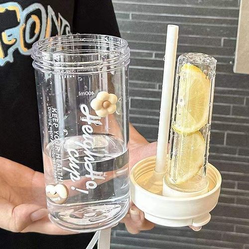Portable Outdoor Plastic Tea Cup 500ml-700ml Large Capacity Straw Tumbler Water Bottle with Rope