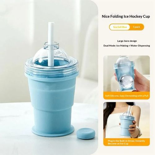 Portable Foldable Ice Ball Cup Food-Grade Silicone Travel & Homemade Use Modern and Simple Design