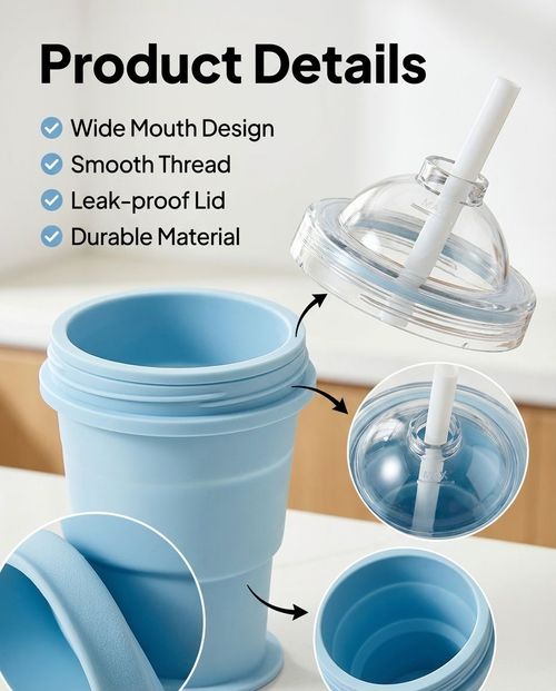 Portable Foldable Ice Ball Cup Food-Grade Silicone Travel & Homemade Use Modern and Simple Design