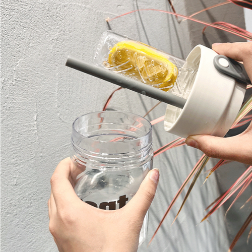 BPA FREE Custom 600ml Clear Plastic Water Bottle With Straw and Filter