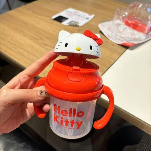 KT water bottle with straw, cute milk cup