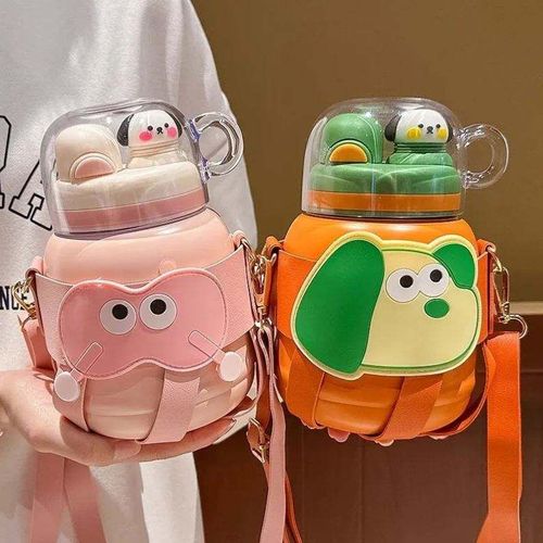 Large Capacity 900ml Stainless Steel Vacuum Insulated Water Bottle Cartoon Cute Design Leak-Proof BPA Free Strap Included for