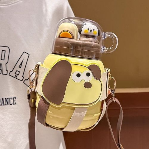 Large Capacity 900ml Stainless Steel Vacuum Insulated Water Bottle Cartoon Cute Design Leak-Proof BPA Free Strap Included for