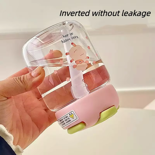 Compact Glass Cup for Girls, Cute and Portable Pocket Water Cup, Direct Drinking, Heat-resistant and Leak Proof Straw Cup Gift