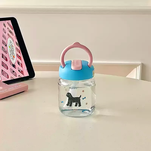 Compact Glass Cup for Girls, Cute and Portable Pocket Water Cup, Direct Drinking, Heat-resistant and Leak Proof Straw Cup Gift