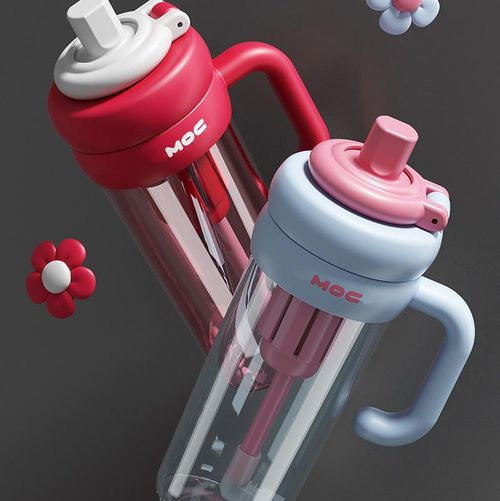 Large capacity plastic water bottle, 2026 new style, high-value, portable, summer-friendly straw cup, heat-resistant, ice-cooling cup for women.