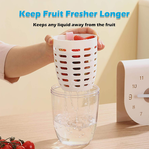Portable Picnic Fruit Salad Storage Cup with Lids and Fork,20 Oz Fruit Storage Containers for Fridge with Removable Colander