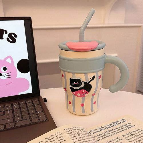 Hot Selling Cup Large Capacity Handle Stainless Steel Thermal Insulation Cup Girls Good-looking Bottle Cold Insulation Cup Mug