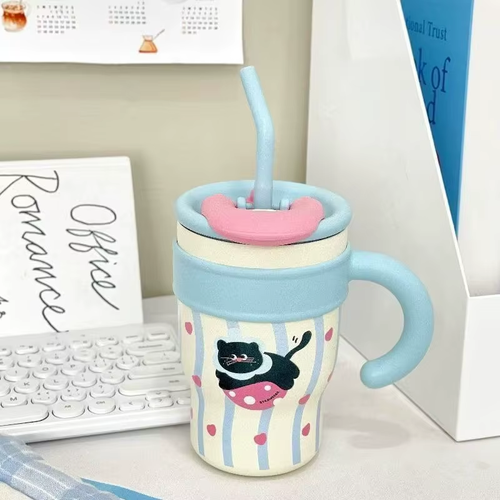 Hot Selling Cup Large Capacity Handle Stainless Steel Thermal Insulation Cup Girls Good-looking Bottle Cold Insulation Cup Mug