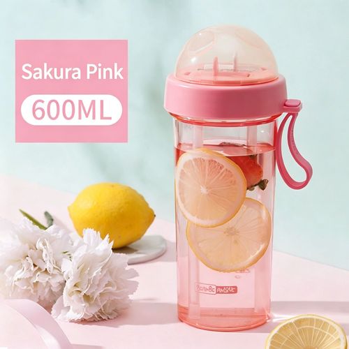 Dual-Straw Outdoor 2-in-1 Clear PP Plastic Eco-Friendly BPA-Free Water Bottle with New Design for Adults' Travel