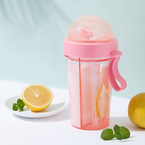 Dual-Straw Outdoor 2-in-1 Clear PP Plastic Eco-Friendly BPA-Free Water Bottle with New Design for Adults' Travel