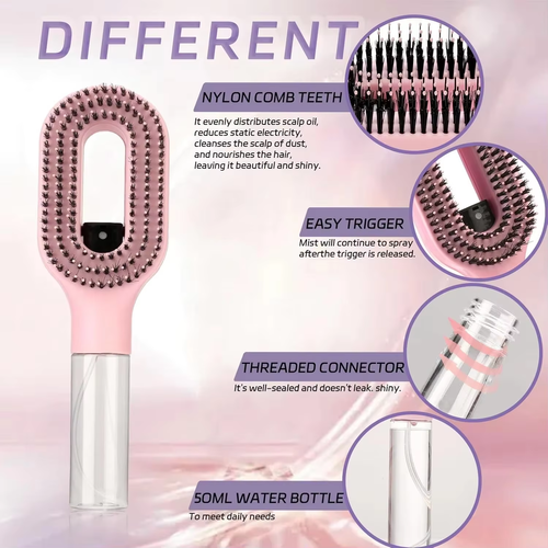 2-in-1 Hair Mist Brush Wet & Dry Brush That Detangles Refreshes and Smooths Anti-static Comb Spray Comb