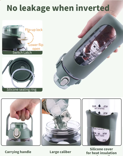 Hot Selling 64oz BPA-Free High Borosilicate Glass Water Bottle Fitness Gym Sports Motivational Time Marker