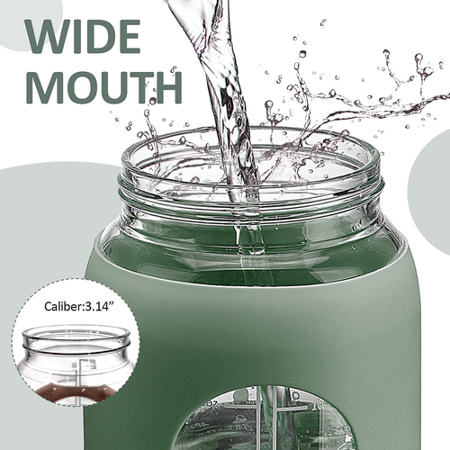 Hot Selling 64oz BPA-Free High Borosilicate Glass Water Bottle Fitness Gym Sports Motivational Time Marker