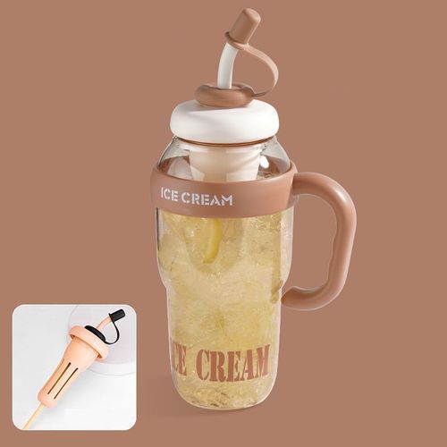 Plastic Cute Straw Water Bottle Large Capacity Sports Cup Reusable Eco-Friendly with Tea Infuser Dishwasher Safe