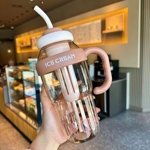 Plastic Cute Straw Water Bottle Large Capacity Sports Cup Reusable Eco-Friendly with Tea Infuser Dishwasher Safe