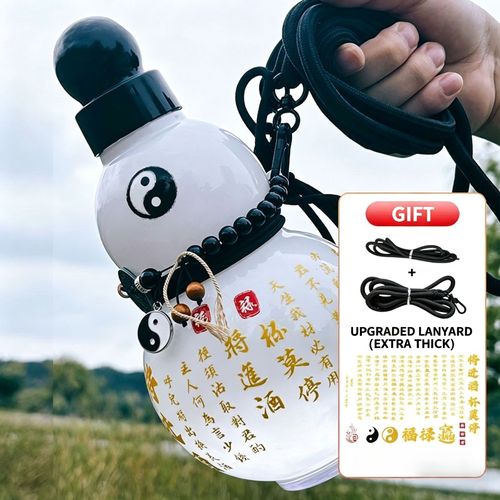 Large Capaci Gourd Aped Water Bottle Portable Plastic Cup for Men Student Travel Outdoor Cam Picnic High Aesthetic Value