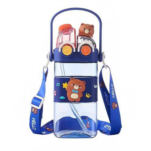 Summer Hot Sale  Large Capacity Kids Plastic Water Bottle Portable School Drinkware with Double Drink Design