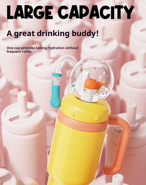 Children's Water Cup Whale Spray Baby Straw Cup Kindergarten Home Diving Drinking Water Fun Cup Summer