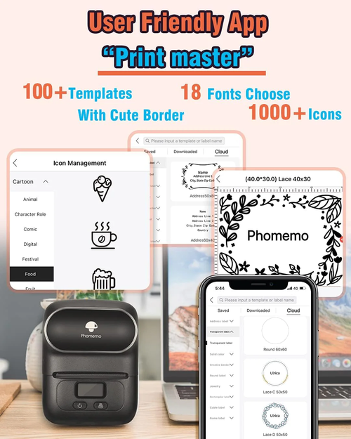 High Quality phomemo M110 Handheld Shipping Mini Portable Thermal Label Printer Self-adhesive Barcode Printer