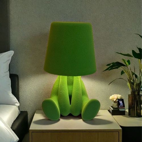 Retro Italian flocking creative little golden man bedside table lamp bedroom restaurant charging touch color atmosphere lamp
