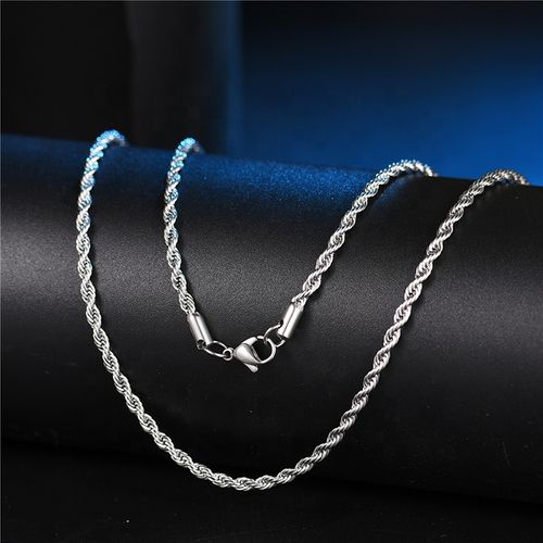 No fading hip-hop plain chain 2mm encryption stainless steel twist necklace