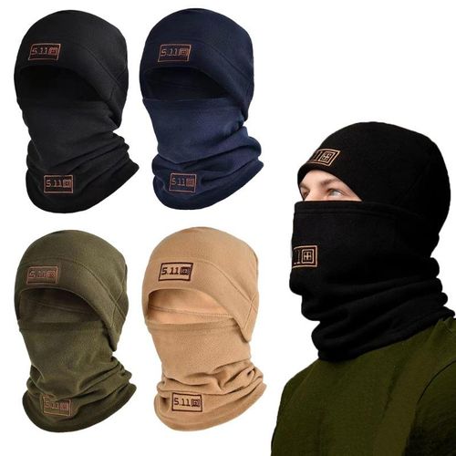 Outdoor cycling fleece-lined thickened neck protector fleece face mask, multi-functional fleece-lined neck warmer, windproof ski hat